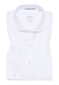 'Cover Shirt' in White with French Cuff - Slim Fit - Opaque Half Ply Cotton Twill Shirt with Cutaway Collar by Eterna 1863