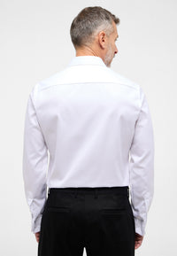 'Cover Shirt' in White with French Cuff - Slim Fit - Opaque Half Ply Cotton Twill Shirt with Cutaway Collar by Eterna 1863