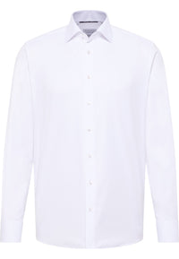 'Cover Shirt' In White - Modern Fit - Opaque Half Ply Cotton Twill Shirt with Kent Collar by Eterna 1863