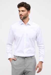 'Cover Shirt' In White - Modern Fit - Opaque Half Ply Cotton Twill Shirt with Kent Collar by Eterna 1863