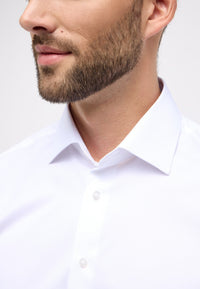 'Cover Shirt' In White - Modern Fit - Opaque Half Ply Cotton Twill Shirt with Kent Collar by Eterna 1863