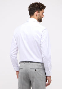 'Cover Shirt' In White - Modern Fit - Opaque Half Ply Cotton Twill Shirt with Kent Collar by Eterna 1863