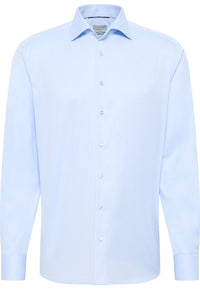 'Cover Shirt' In Sky Blue - Modern Fit - Opaque Half Ply Cotton Twill Shirt with Kent Collar by Eterna 1863