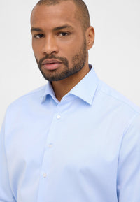 'Cover Shirt' In Sky Blue - Modern Fit - Opaque Half Ply Cotton Twill Shirt with Kent Collar by Eterna 1863