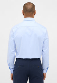 'Cover Shirt' In Sky Blue - Modern Fit - Opaque Half Ply Cotton Twill Shirt with Kent Collar by Eterna 1863