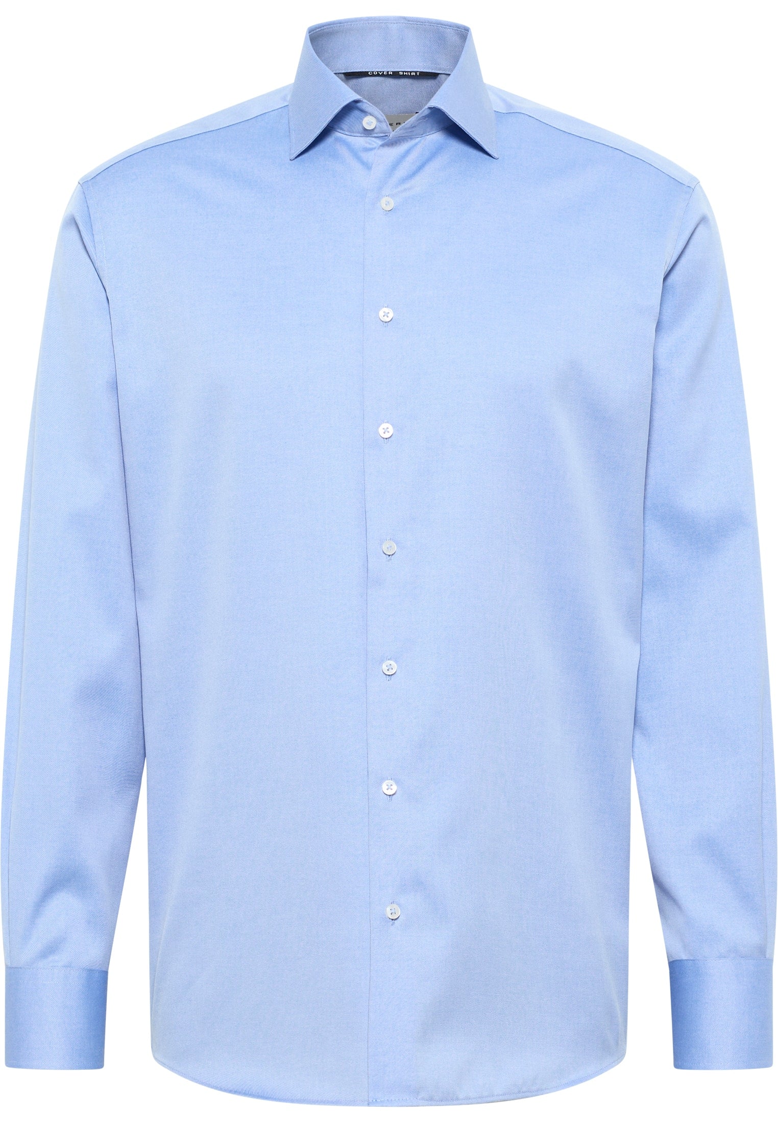 'Cover Shirt' In Blue - Modern Fit - Opaque Half Ply Cotton Twill Shirt with Kent Collar by Eterna 1863