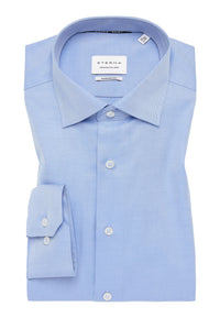 'Cover Shirt' In Blue - Modern Fit - Opaque Half Ply Cotton Twill Shirt with Kent Collar by Eterna 1863