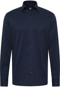 'Cover Shirt' In Navy - Modern Fit - Opaque Half Ply Cotton Twill Shirt with Kent Collar by Eterna 1863