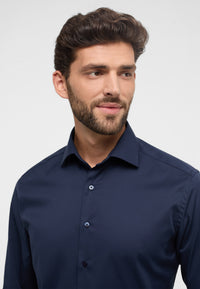 'Cover Shirt' In Navy - Modern Fit - Opaque Half Ply Cotton Twill Shirt with Kent Collar by Eterna 1863