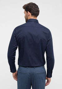 'Cover Shirt' In Navy - Modern Fit - Opaque Half Ply Cotton Twill Shirt with Kent Collar by Eterna 1863