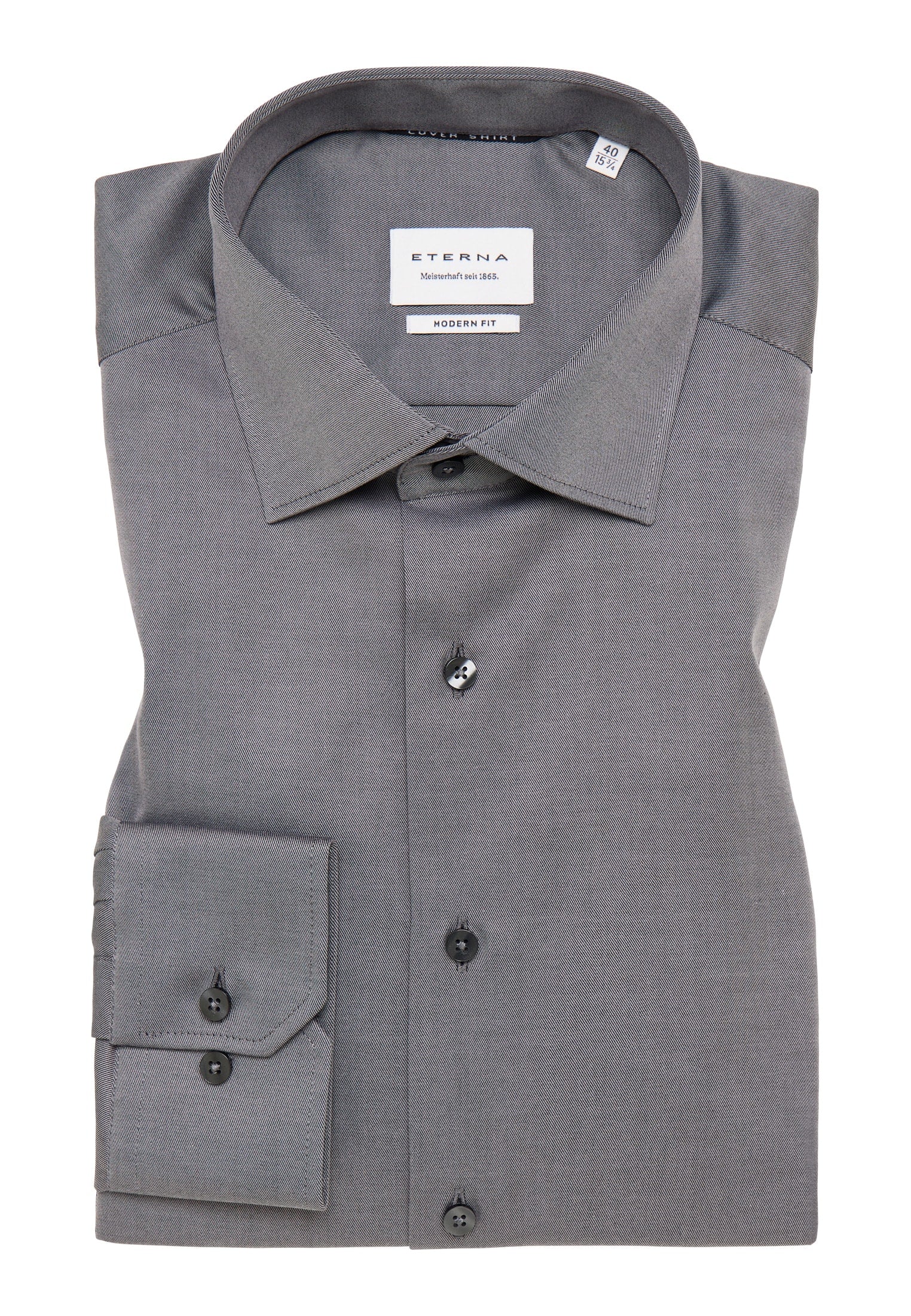 Cover Shirt' In Steel Grey - Modern Fit - Opaque Half Ply Cotton Twil Cover Shirt' In Steel Grey - Modern Fit - Opaque Half Ply Cotton Twil