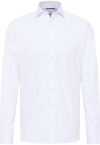 'Cover Shirt' in White with French Cuff - Modern Fit - Opaque Half Ply Cotton Twill Shirt with Cutaway Collar by Eterna 1863