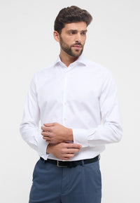 'Cover Shirt' in White with French Cuff - Modern Fit - Opaque Half Ply Cotton Twill Shirt with Cutaway Collar by Eterna 1863
