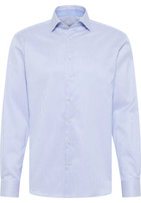 'Luxury Twill' in Royal Blue Micro Striped - Modern Fit - Two Ply Cotton Twill Dress Shirt with Kent Collar by Eterna 1863