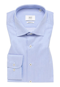 'Luxury Twill' in Royal Blue Micro Striped - Modern Fit - Two Ply Cotton Twill Dress Shirt with Kent Collar by Eterna 1863