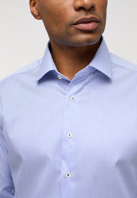 'Luxury Twill' in Royal Blue Micro Striped - Modern Fit - Two Ply Cotton Twill Dress Shirt with Kent Collar by Eterna 1863