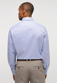 'Luxury Twill' in Royal Blue Micro Striped - Modern Fit - Two Ply Cotton Twill Dress Shirt with Kent Collar by Eterna 1863
