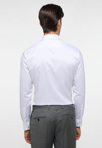 'Luxury Shirt' In White with Contrast Details - Slim Fit - Two Ply Cotton Twill Dress Shirt with Kent Collar (Size 16 Regular) by Eterna 1863