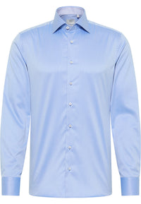 'Luxury Shirt' In Blue with Contrast Details - Slim Fit - Two Ply Cotton Twill Dress Shirt with Kent Collar (Size 16 Regular) by Eterna 1863