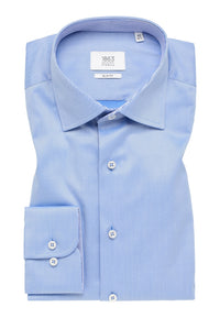'Luxury Shirt' In Blue with Contrast Details - Slim Fit - Two Ply Cotton Twill Dress Shirt with Kent Collar (Size 16 Regular) by Eterna 1863
