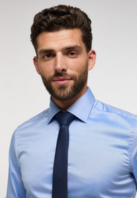 'Luxury Shirt' In Blue with Contrast Details - Slim Fit - Two Ply Cotton Twill Dress Shirt with Kent Collar (Size 16 Regular) by Eterna 1863