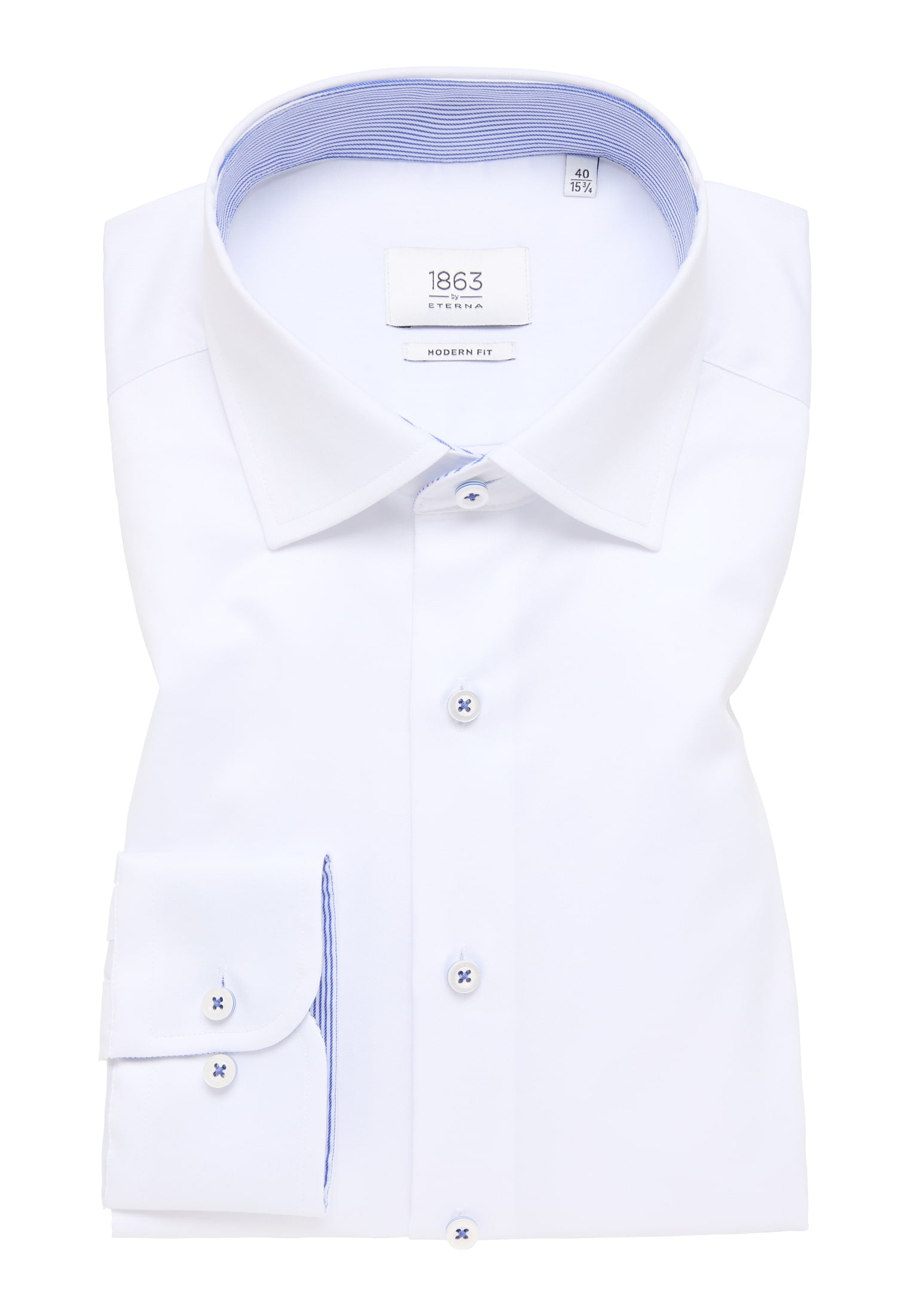 Luxury Shirt' in White with Contrast Details - Modern Fit - Two Ply C Luxury Shirt' in White with Contrast Details - Modern Fit - Two Ply C