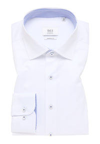 'Luxury Shirt' in White with Contrast Details - Modern Fit - Two Ply Cotton Twill Dress Shirt with Kent Collar (Size 16) by Eterna 1863