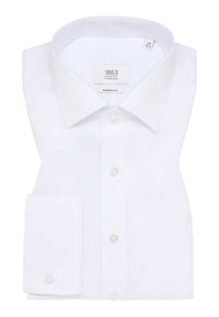 'Luxury Shirt' in White with French Cuff - Modern Fit - Two Ply Cotton Twill Dress Shirt with Kent Collar by Eterna 1863