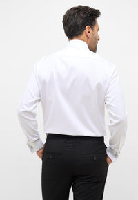 'Luxury Shirt' in White with French Cuff - Modern Fit - Two Ply Cotton Twill Dress Shirt with Kent Collar by Eterna 1863