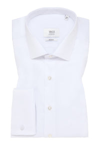 'Luxury Shirt' in White with French Cuff - Slim Fit - Two Ply Cotton Twill Dress Shirt with Kent Collar by Eterna 1863