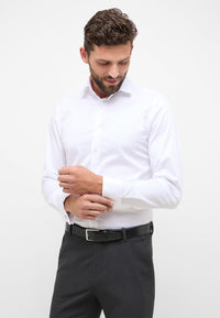 'Luxury Shirt' in White with French Cuff - Slim Fit - Two Ply Cotton Twill Dress Shirt with Kent Collar by Eterna 1863