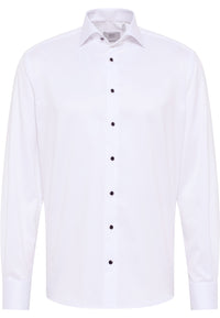 'Celebration Luxury Shirt' in White with French Cuff and Black Stud Buttons - Modern Fit - Two Ply Cotton Formal Shirt by Eterna 1863