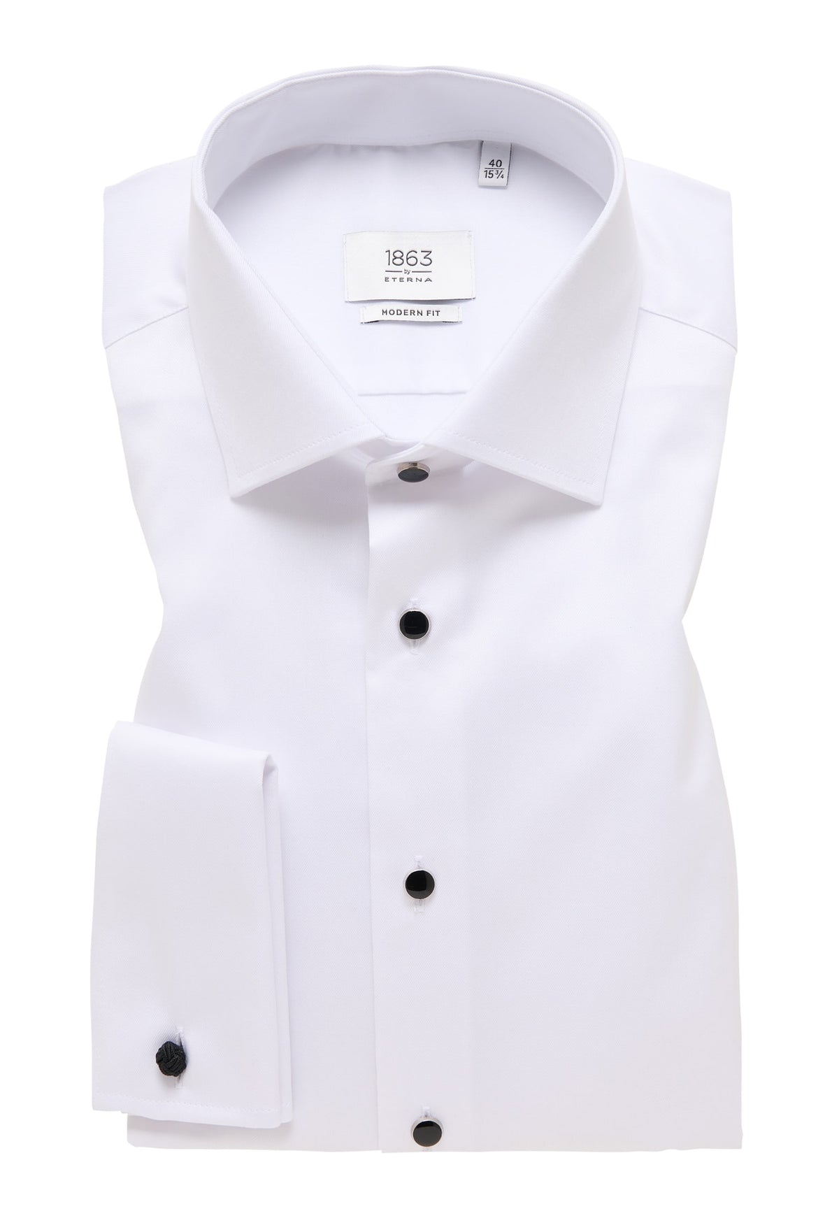 Celebration Luxury Shirt' in White with French Cuff and Black Stud Bu