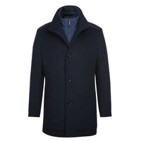 Wool Blend SLIM FIT Short Overcoat with Zip-Out Lining in Navy (Regular, Short, & Long Lengths) by English Laundry