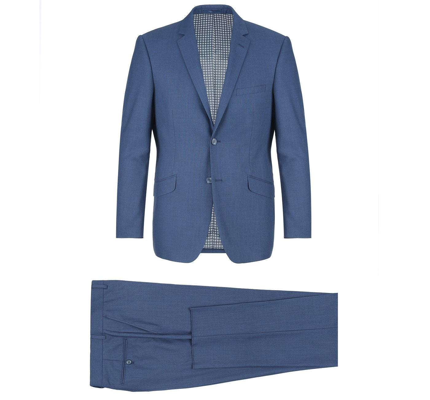 Performance 2-Button SLIM FIT Suit in Medium Blue Mélange (Short, Regular, and Long Available) by Renoir