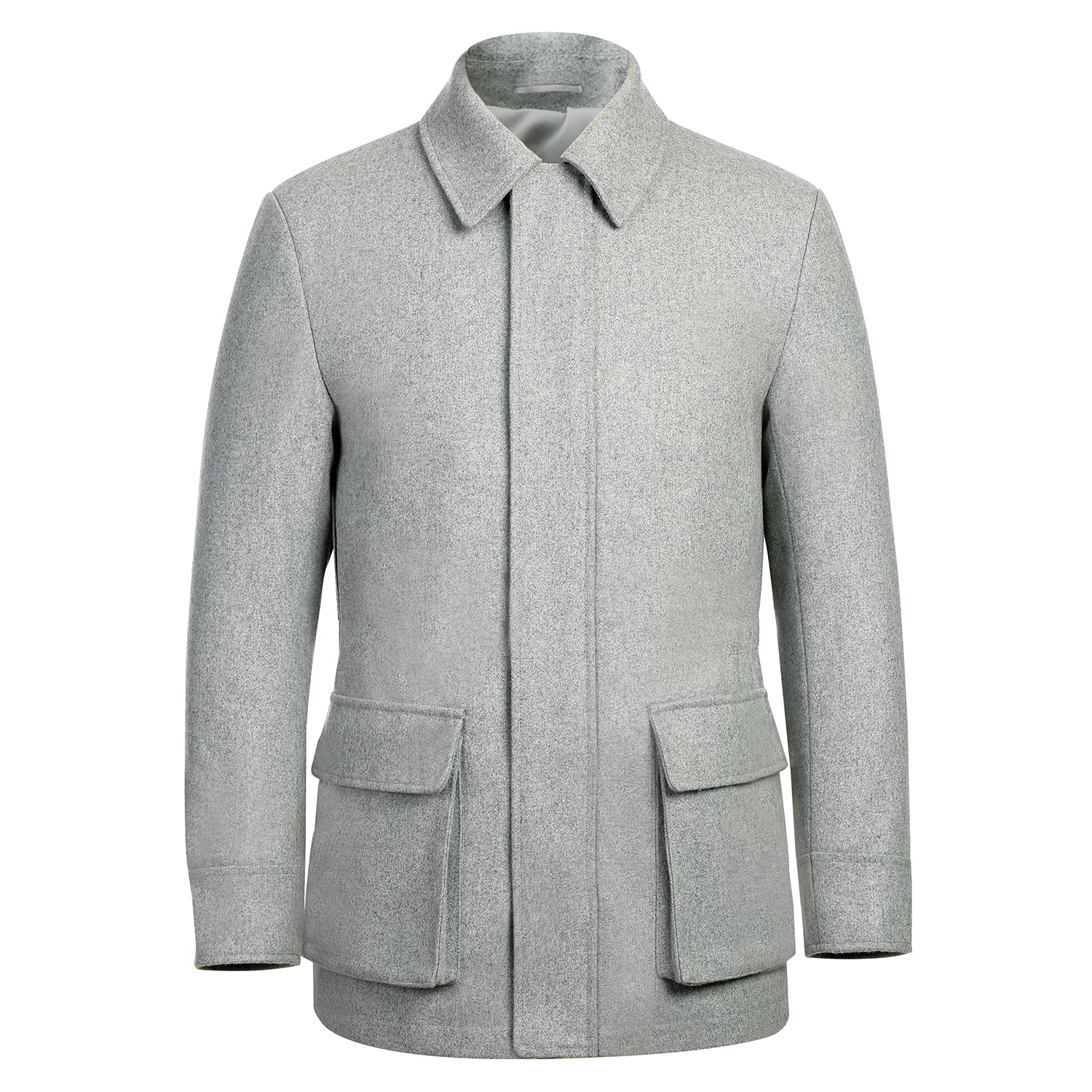 Wool Blend SLIM FIT Short Overcoat in Grey (Regular, Short, & Long Lengths) by English Laundry
