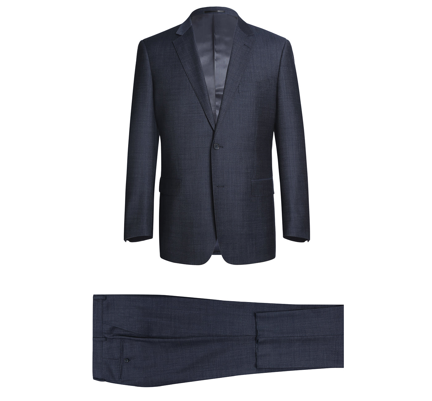 Navy Micro Birdseye Stretch Wool 2-Button CLASSIC FIT Suit (Short, Regular, and Long Available) by Renoir