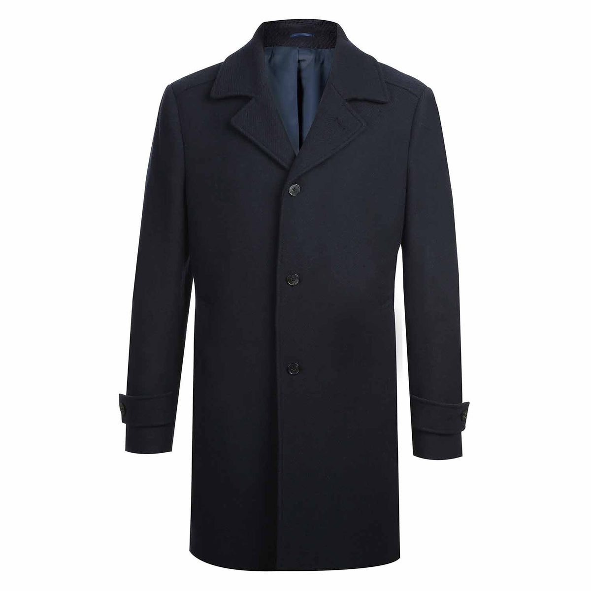 Wool Blend SLIM FIT Longline Overcoat in Navy by English Laundry