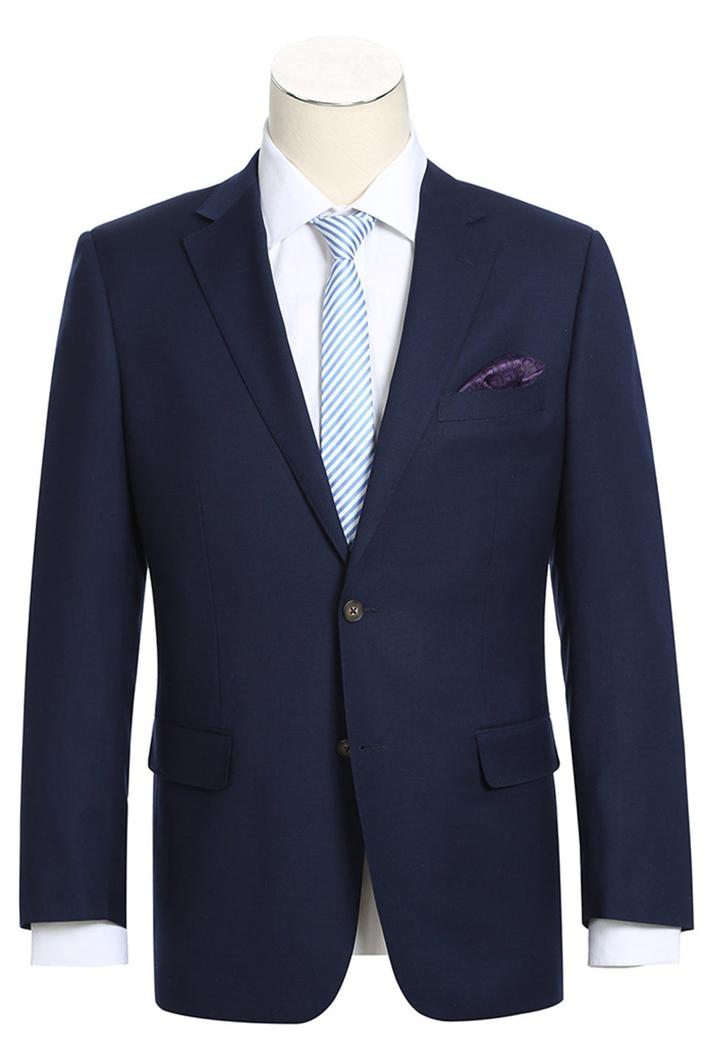 Super 140s Wool Single Breasted CLASSIC FIT Blazer in Blue Navy (Short, Regular, and Long Available) by Renoir