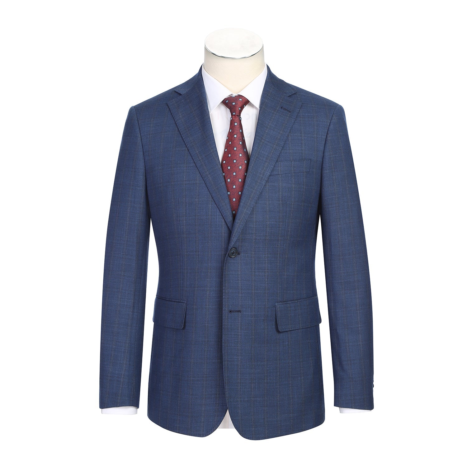 Stretch Performance Single Breasted SLIM FIT Suit in Blue Check (Short, Regular, and Long Available) by English Laundry