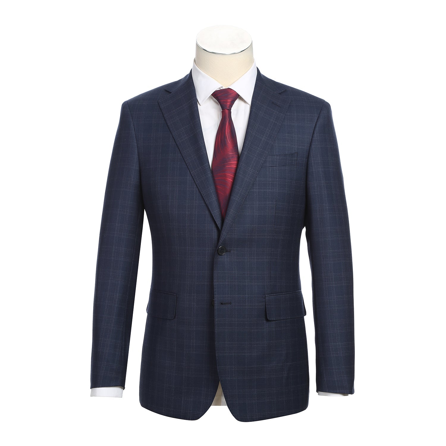 Wool Stretch Single Breasted SLIM FIT Suit in Blue Check (Short, Regular, and Long Available) by English Laundry