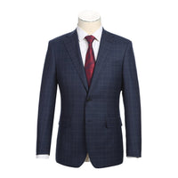 Wool Stretch Single Breasted SLIM FIT Suit in Blue Check (Short, Regular, and Long Available) by English Laundry