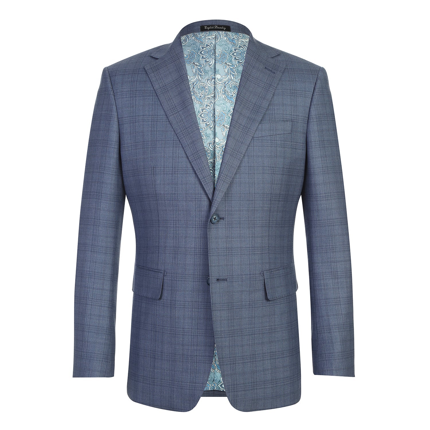 Wool Stretch Single Breasted SLIM FIT Suit in Ink Blue Check (Short, Regular, and Long Available) by English Laundry