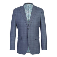 Wool Stretch Single Breasted SLIM FIT Suit in Ink Blue Check (Short, Regular, and Long Available) by English Laundry