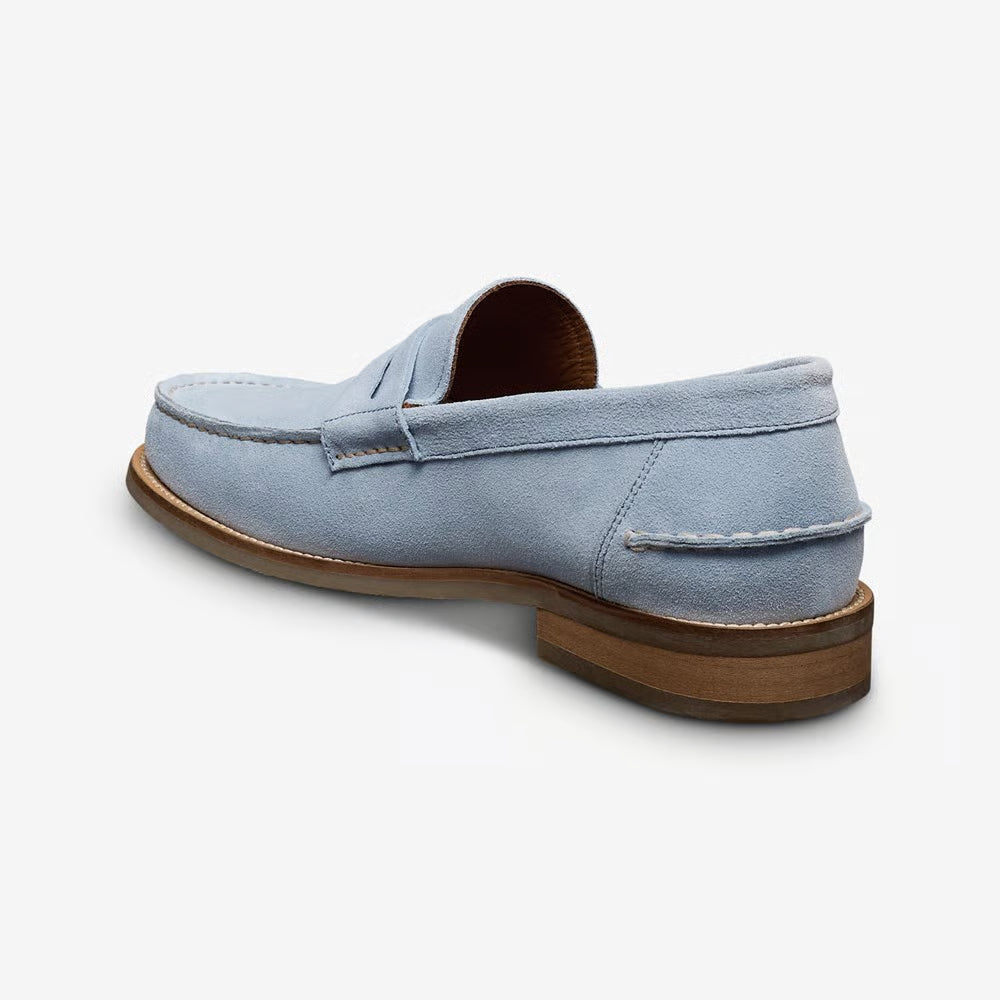 Sorrento Moccasin-Style Penny Loafer in Light Blue Suede by Allen Edmonds