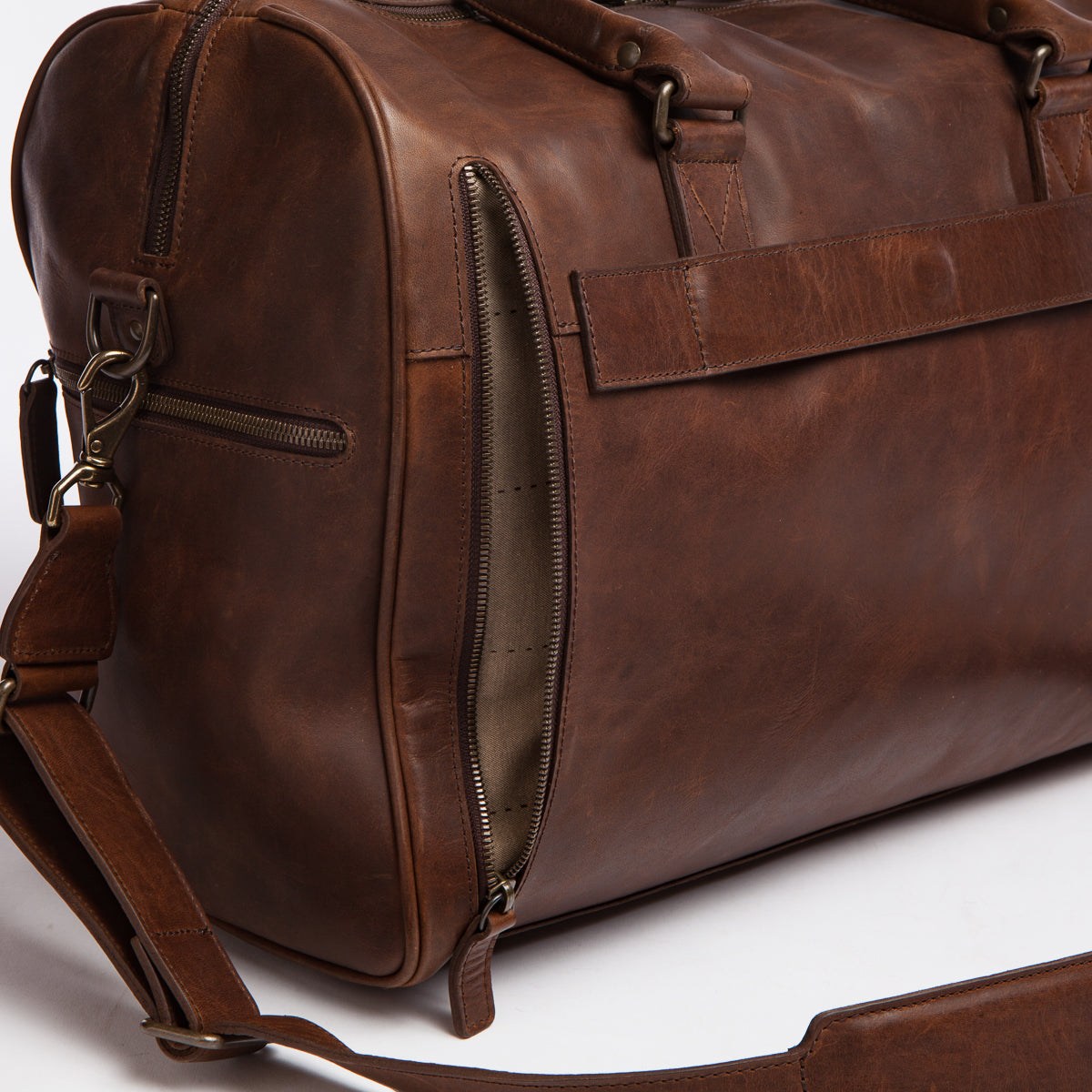 Booker Leather Cabin Duffel in Baldwin Oak by Moore & Giles