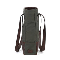 Petty Bottle Tote in Olive Ventile and Titan Milled Brown by Moore & Giles