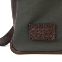 Petty Bottle Tote in Olive Ventile and Titan Milled Brown by Moore & Giles