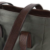 Petty Bottle Tote in Olive Ventile and Titan Milled Brown by Moore & Giles