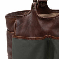 Belle Picnic Tote in Olive Ventile and Titan Milled Brown by Moore & Giles